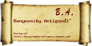 Benyovszky Antigoné névjegykártya